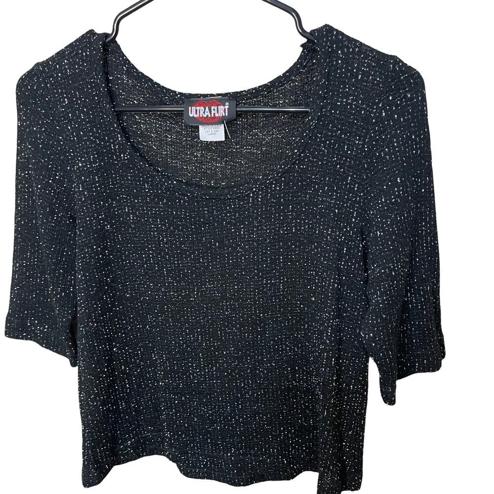 Ultra Flirt Y2k cropped Tshirt Blouse Glitter - Picture 1 of 6